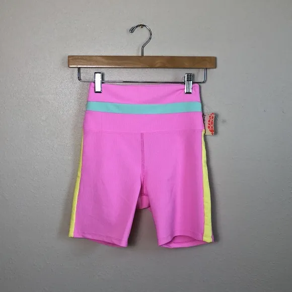 FREE PEOPLE BEACH RIOT Women Small Pastel Colorblock Samantha Short Athletic NEW