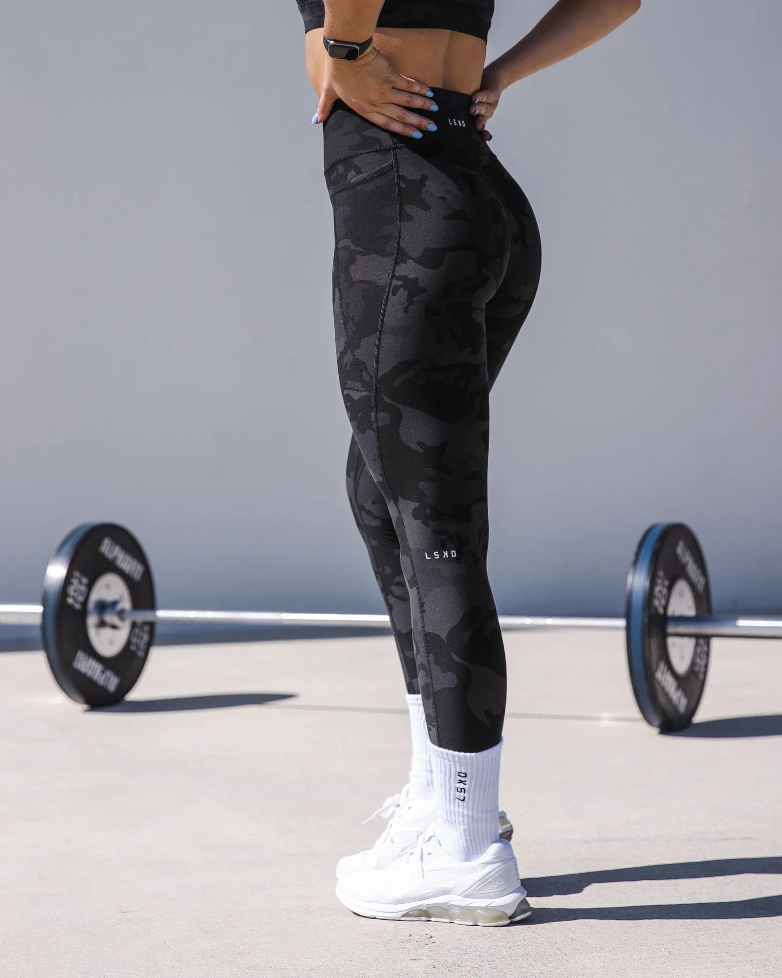 Fusion Full Length Tights with Pockets - Black Camo