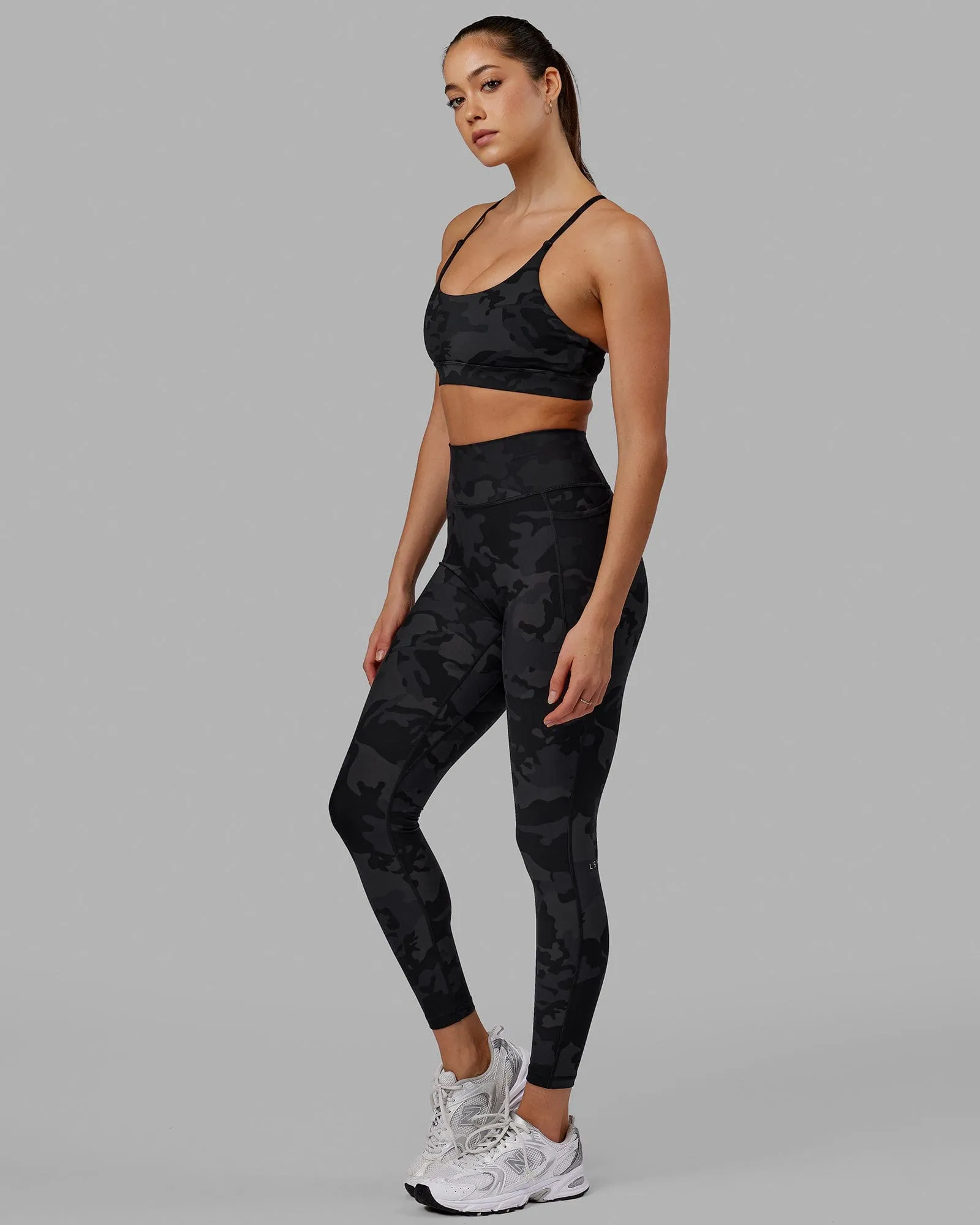 Fusion Full Length Tights with Pockets - Black Camo