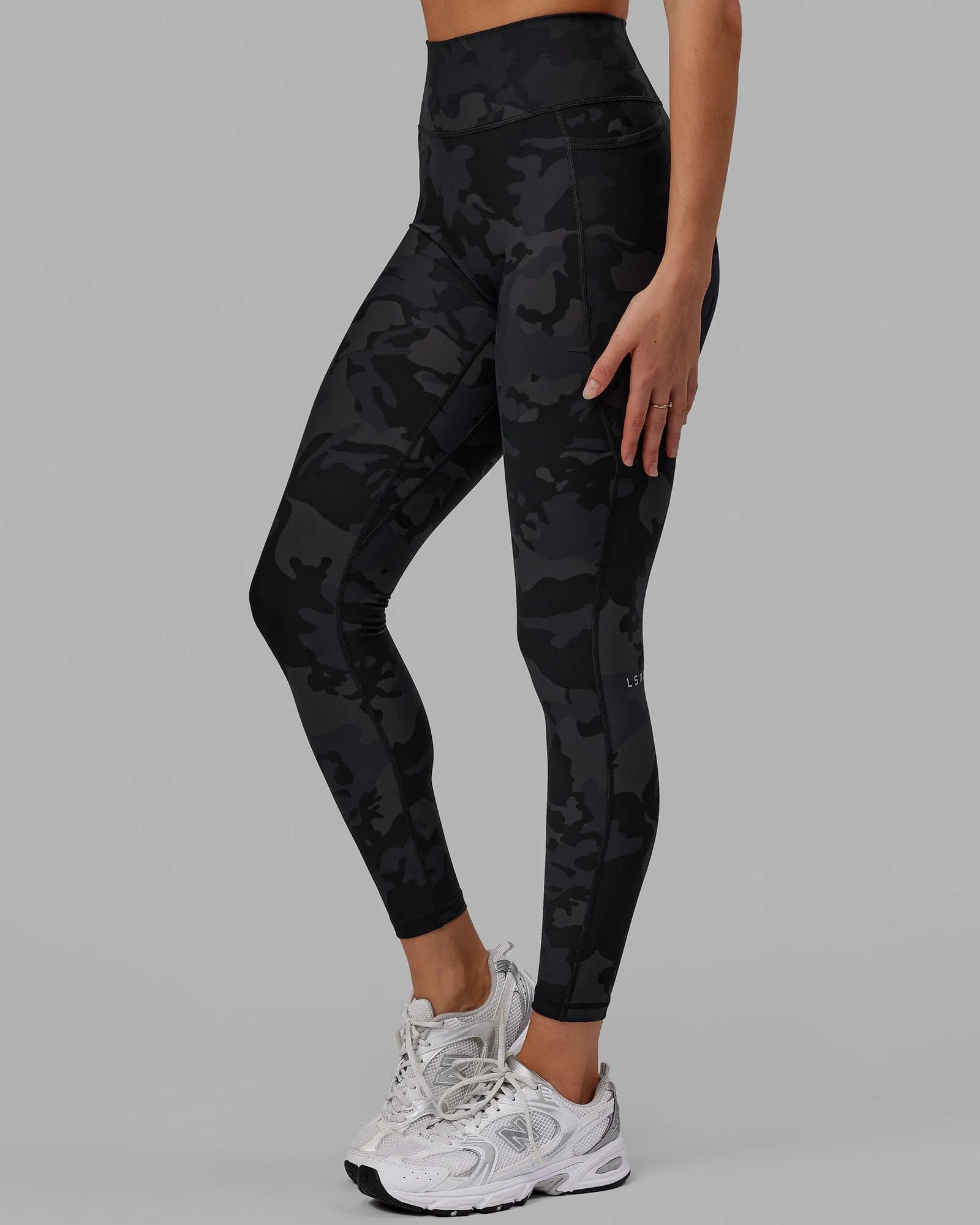 Fusion Full Length Tights with Pockets - Black Camo