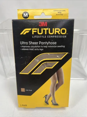Futuro Energizing Medium Nude Ultra Sheer Pantyhose For Women Compression