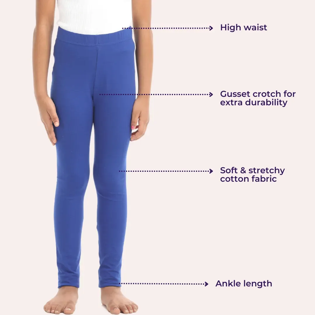 Girls' Leggings | High Waist | Ankle Length | Non-See-Through | Gusset Crotch Prevents Ripping | Cotton-Elastane Blend | Perfect For Every Occasion