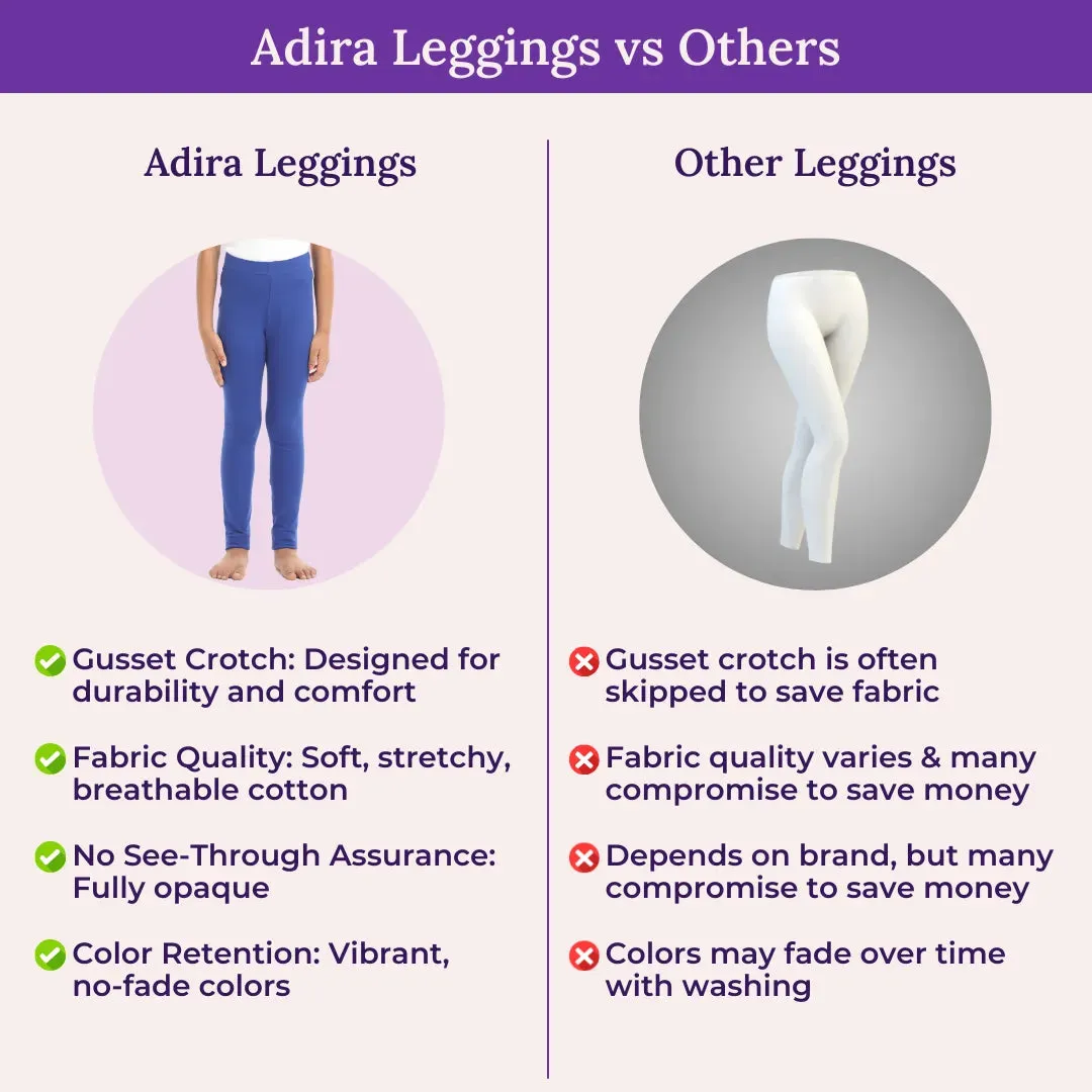 Girls' Leggings | High Waist | Ankle Length | Non-See-Through | Gusset Crotch Prevents Ripping | Cotton-Elastane Blend | Perfect For Every Occasion