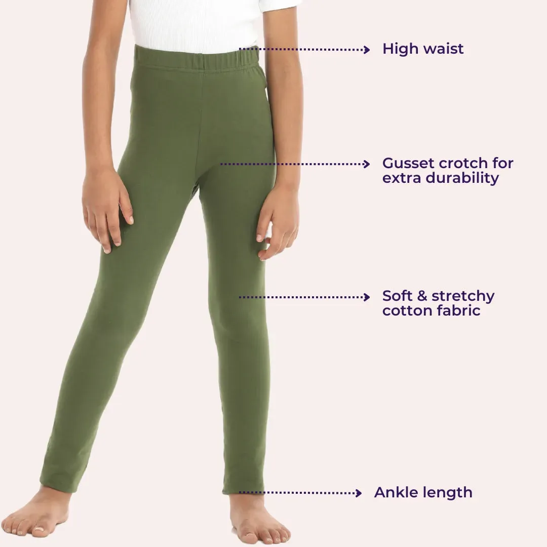 Girls' Leggings | High Waist | Ankle Length | Non-See-Through | Gusset Crotch Prevents Ripping | Cotton-Elastane Blend | Perfect For Every Occasion