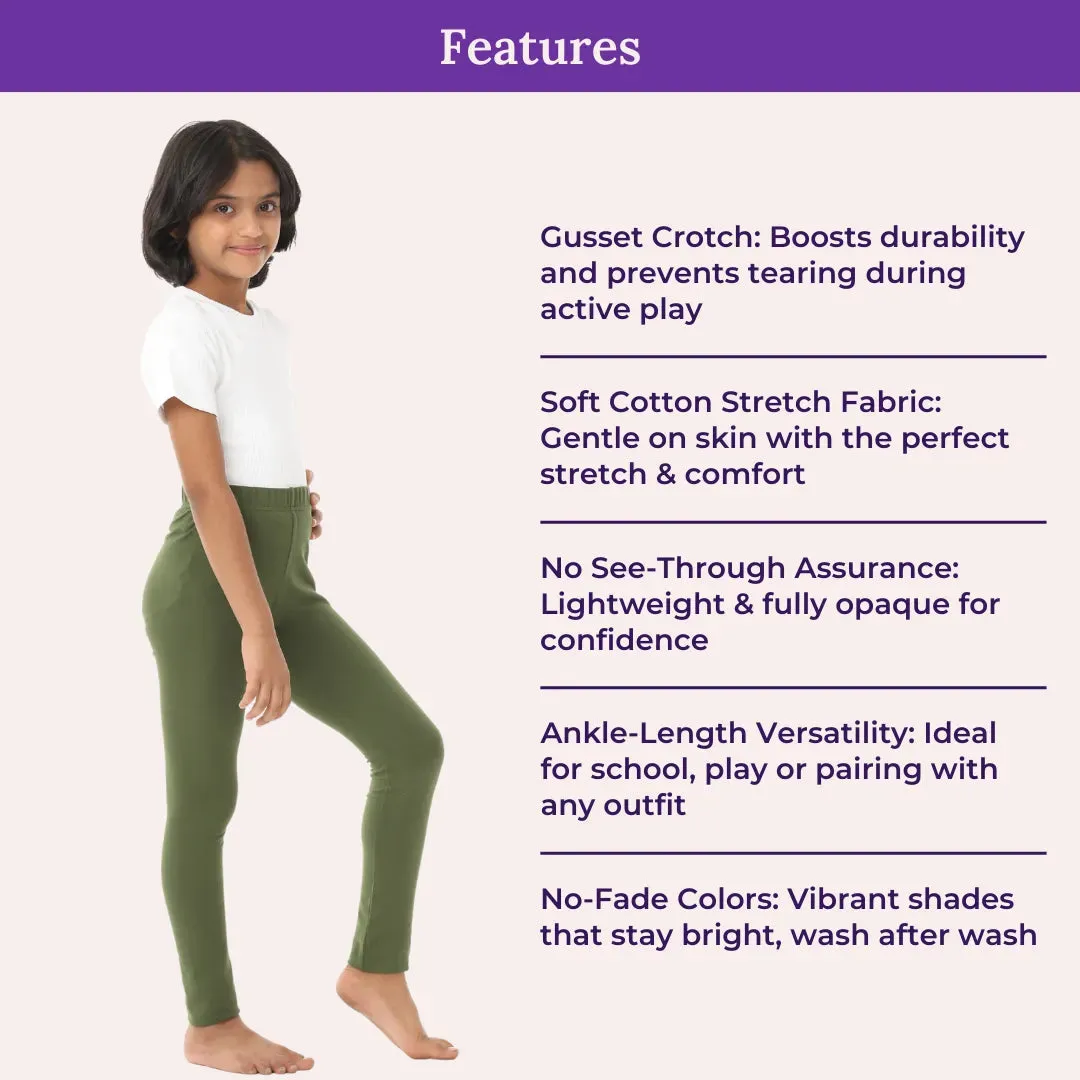 Girls' Leggings | High Waist | Ankle Length | Non-See-Through | Gusset Crotch Prevents Ripping | Cotton-Elastane Blend | Perfect For Every Occasion
