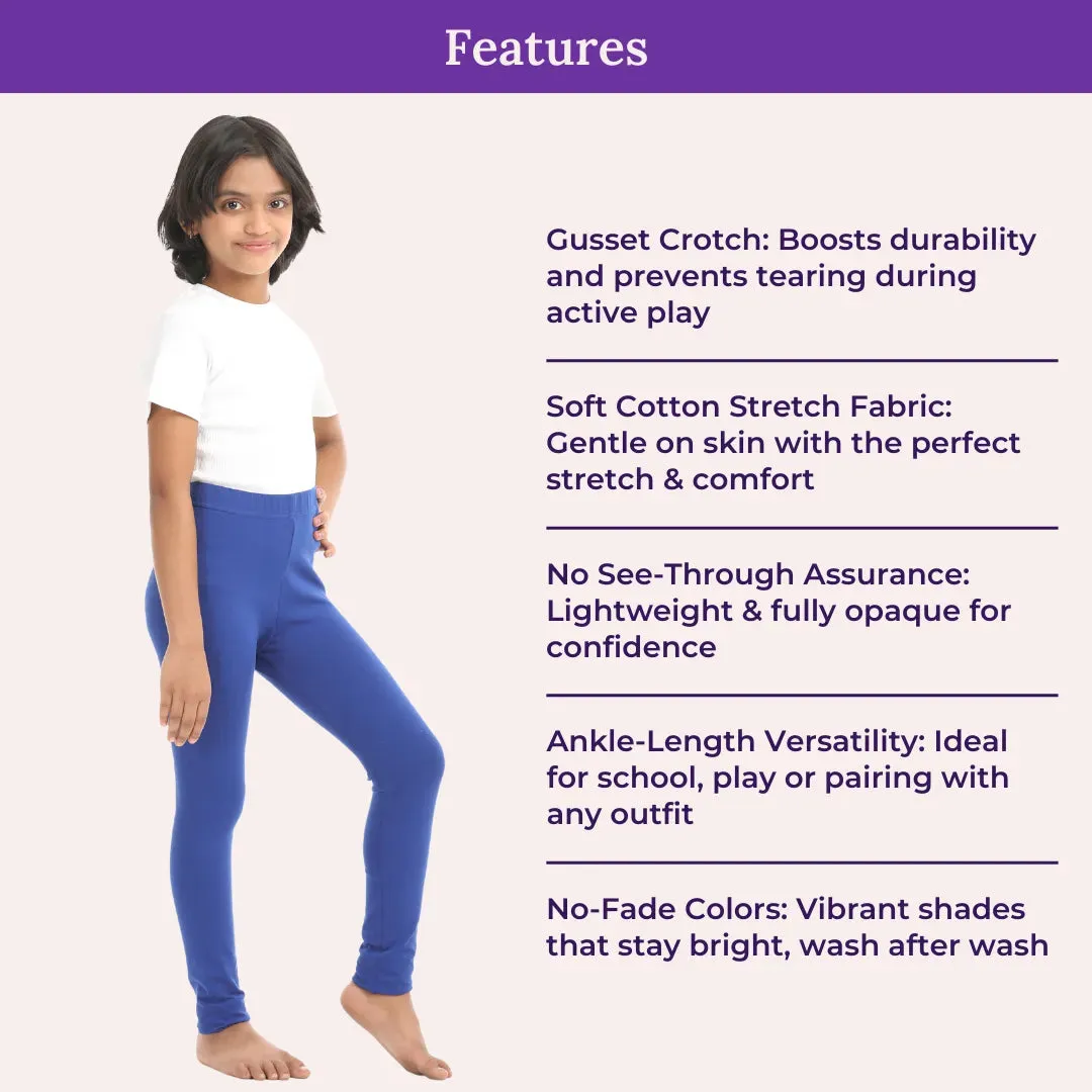 Girls' Leggings | High Waist | Ankle Length | Non-See-Through | Gusset Crotch Prevents Ripping | Cotton-Elastane Blend | Perfect For Every Occasion