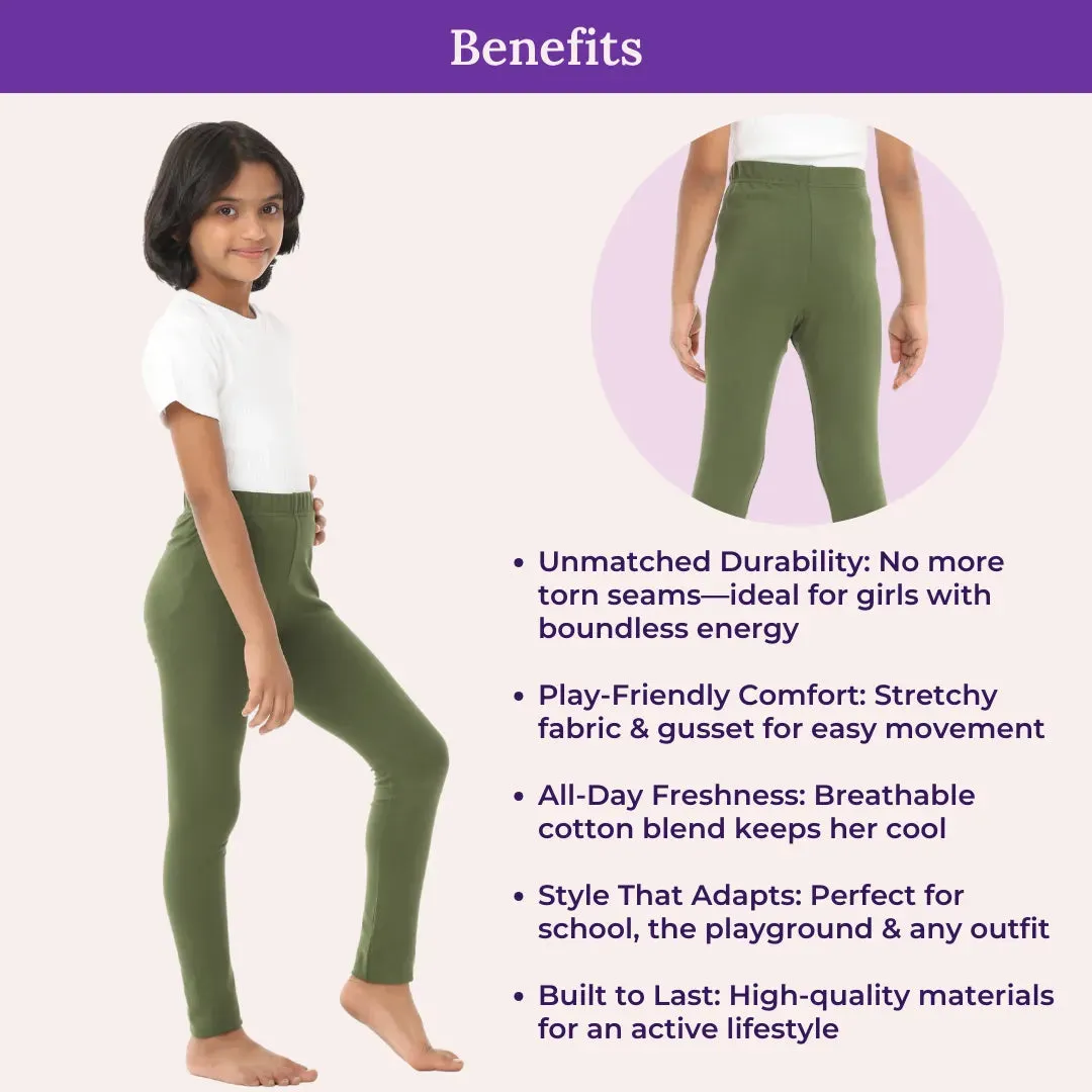 Girls' Leggings | High Waist | Ankle Length | Non-See-Through | Gusset Crotch Prevents Ripping | Cotton-Elastane Blend | Perfect For Every Occasion