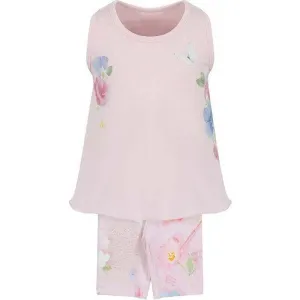 Girls Pink Cotton Floral Cycling Shorts Set