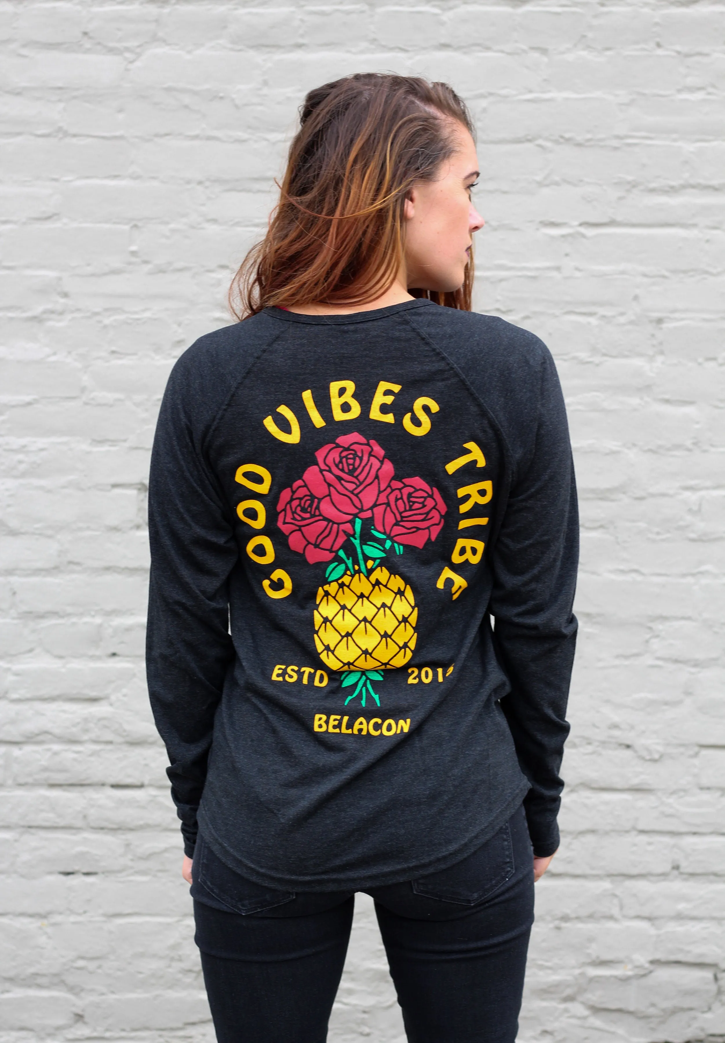 Good Vibes Henley - Charcoal