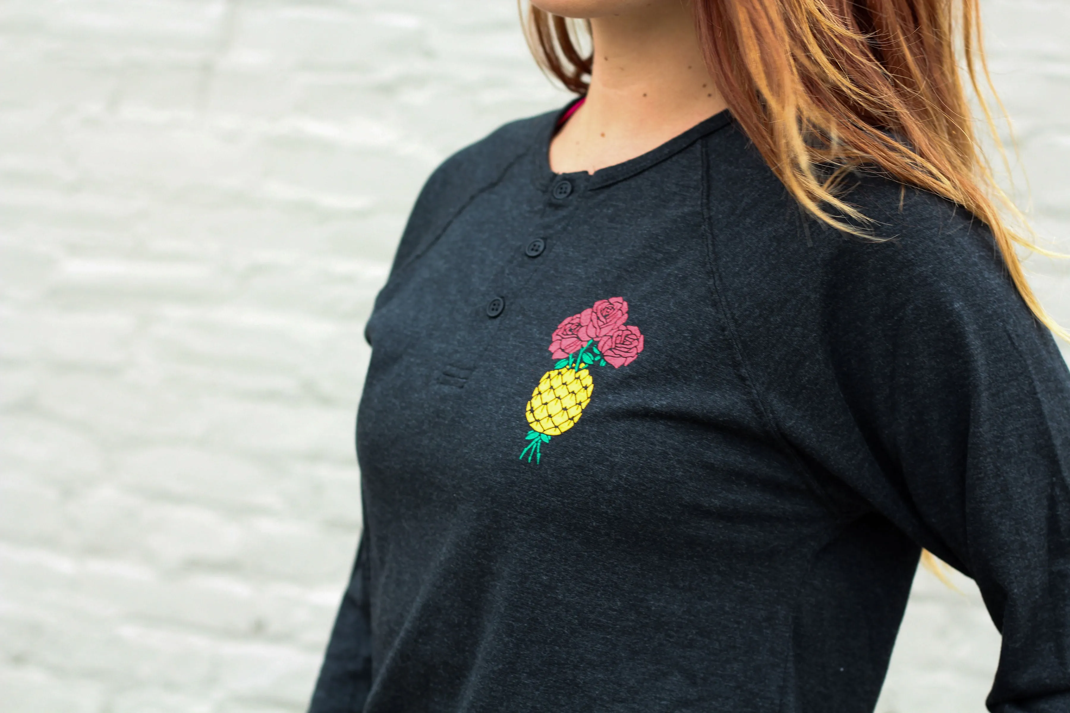 Good Vibes Henley - Charcoal