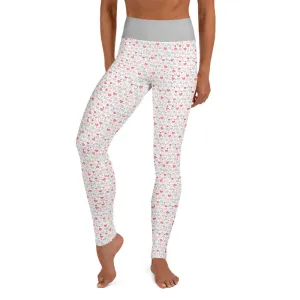 Gray and Pink Candy Hearts - Yoga Leggings