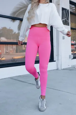 Gym Day Top Stitch Leggings - Pink