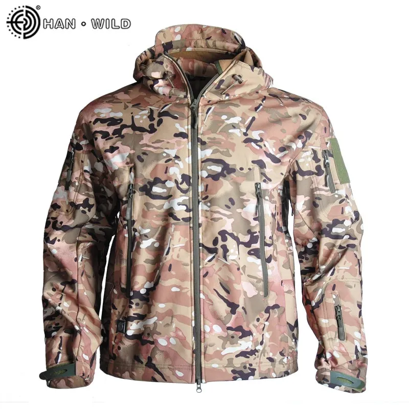 HAN WILD Hunting Jackets Soft Tactical Jacket Man Combat Waterproof Fleece Men Clothing Coat Windbreakers 5XL