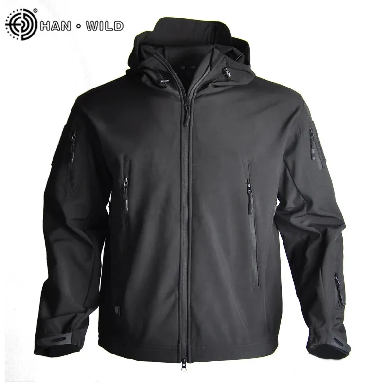 HAN WILD Hunting Jackets Soft Tactical Jacket Man Combat Waterproof Fleece Men Clothing Coat Windbreakers 5XL