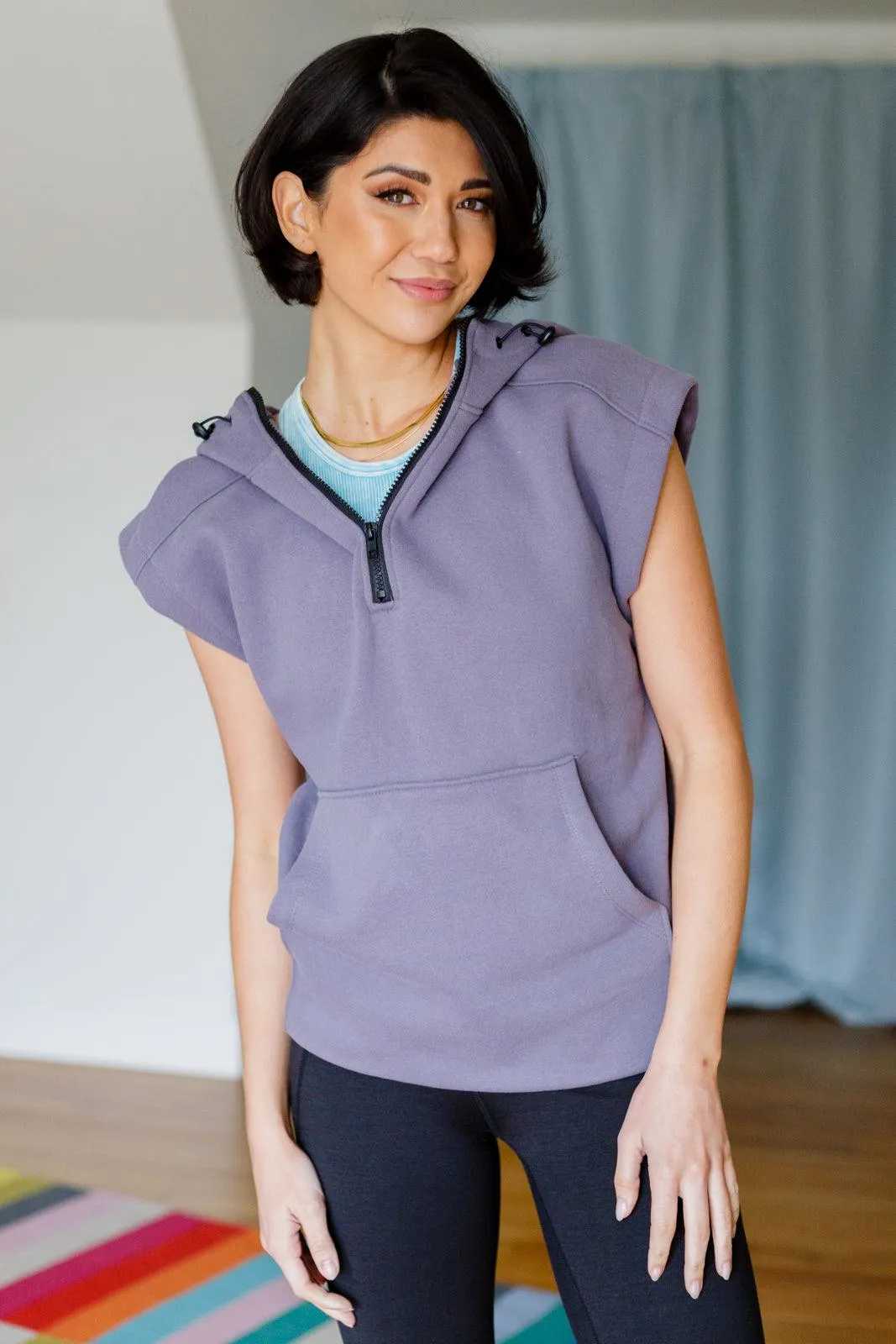 Hazel Blues® | Up And Ready Cap Sleeve Workout Hoodie