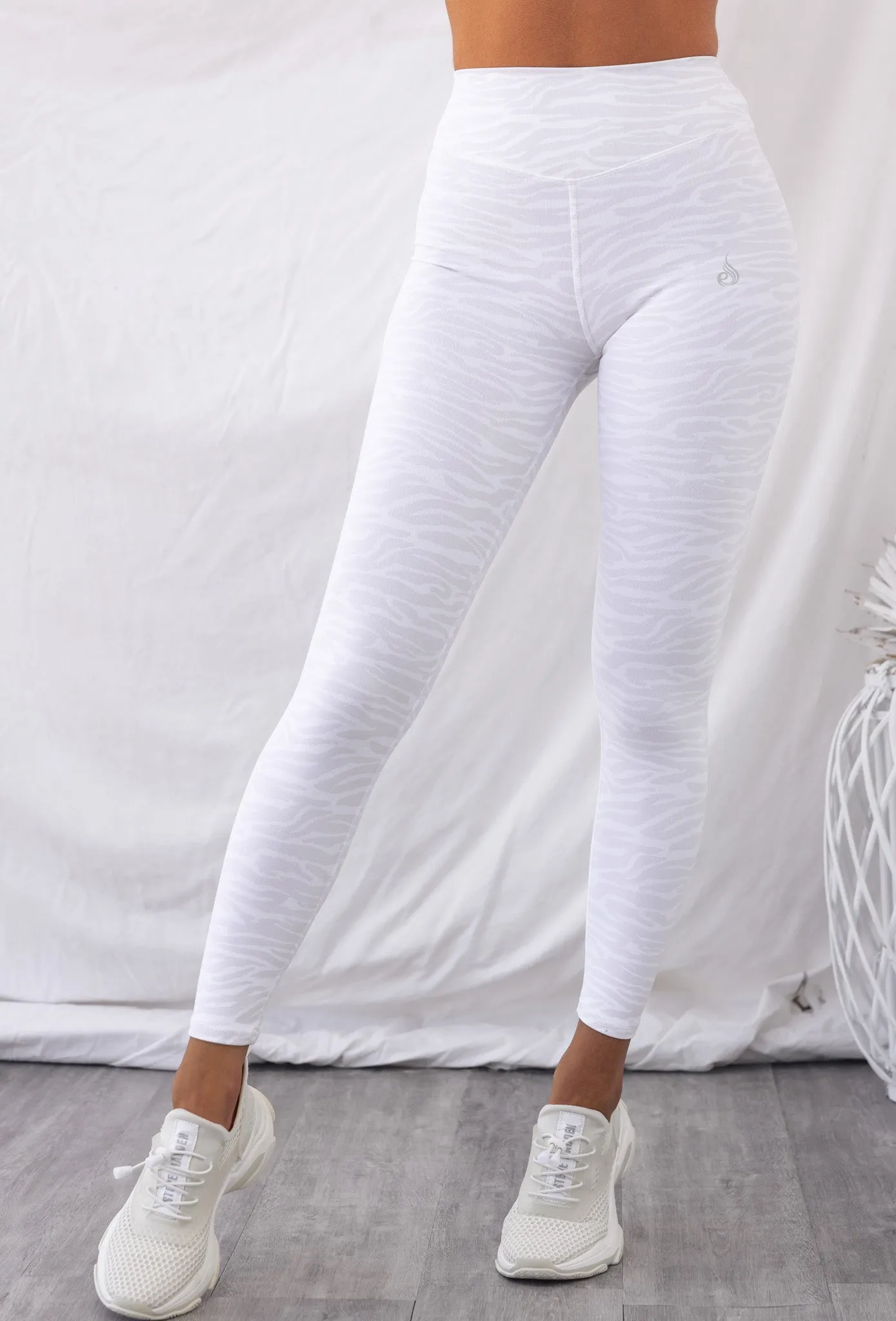 High Waist Leggings - White Zebra