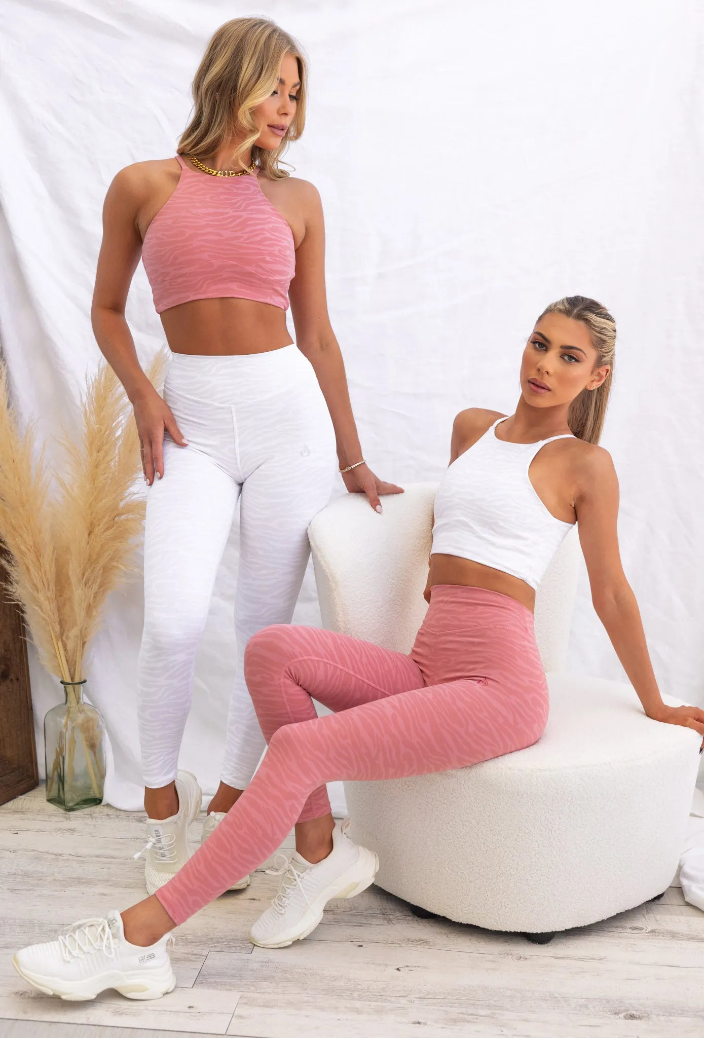 High Waist Leggings - White Zebra