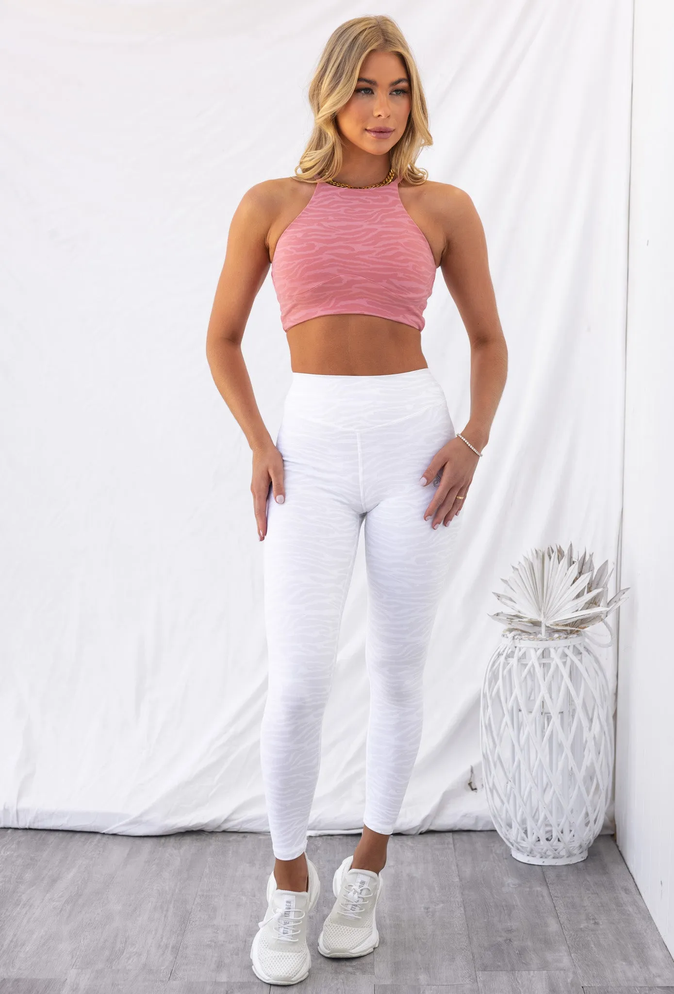 High Waist Leggings - White Zebra