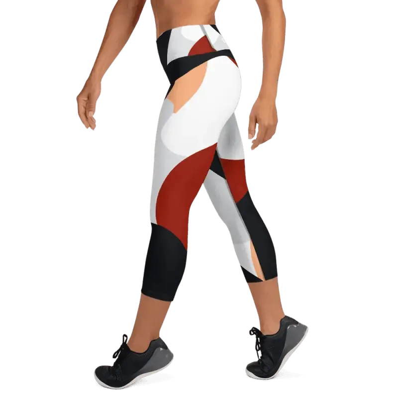 High Waisted Capri Leggings Abstract Print