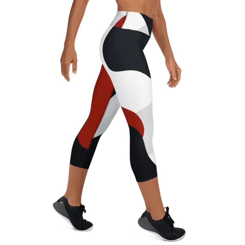 High Waisted Capri Leggings Abstract Print