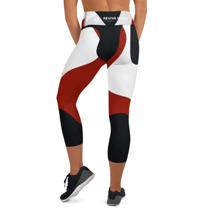 High Waisted Capri Leggings Abstract Print