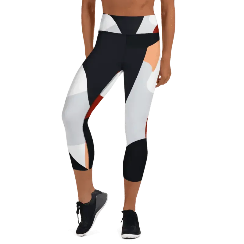 High Waisted Capri Leggings Abstract Print