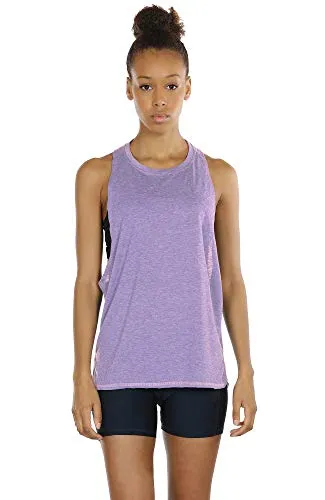 icyzone Yoga Tops Activewear Workout Clothes Sports Racerback Tank Tops For Women (M, Lavender)