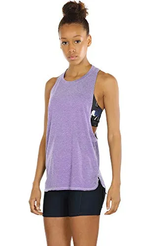 icyzone Yoga Tops Activewear Workout Clothes Sports Racerback Tank Tops For Women (M, Lavender)