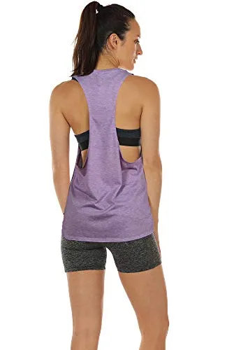 icyzone Yoga Tops Activewear Workout Clothes Sports Racerback Tank Tops For Women (M, Lavender)