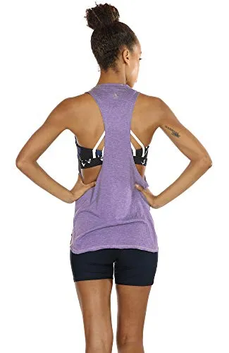 icyzone Yoga Tops Activewear Workout Clothes Sports Racerback Tank Tops For Women (M, Lavender)