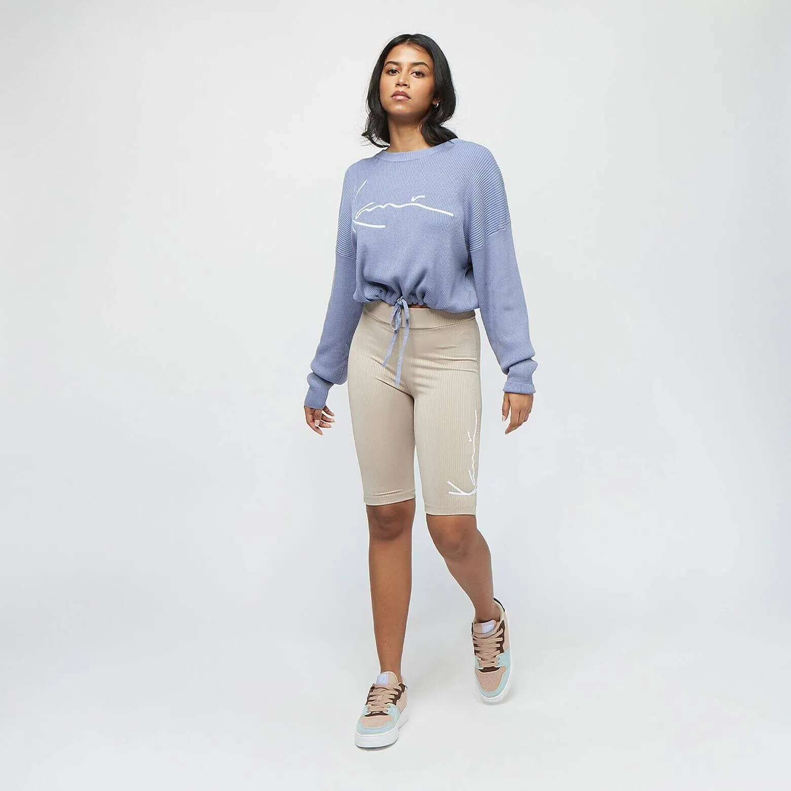 Karl Kani Signature Rib Cycling Shorts Taupe