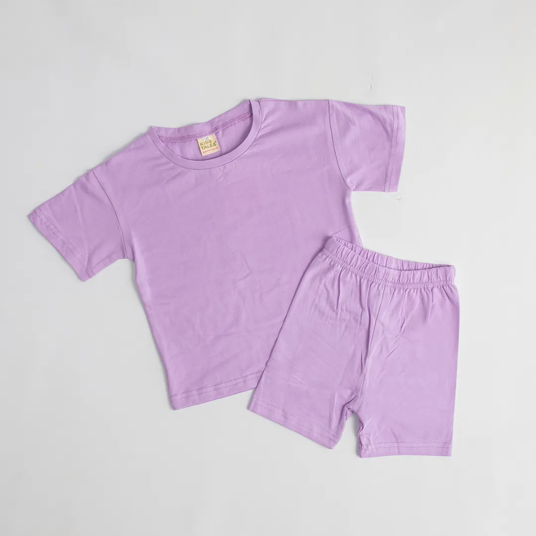 Kids Tales Children's Cycling Shorts Set -  Lilac