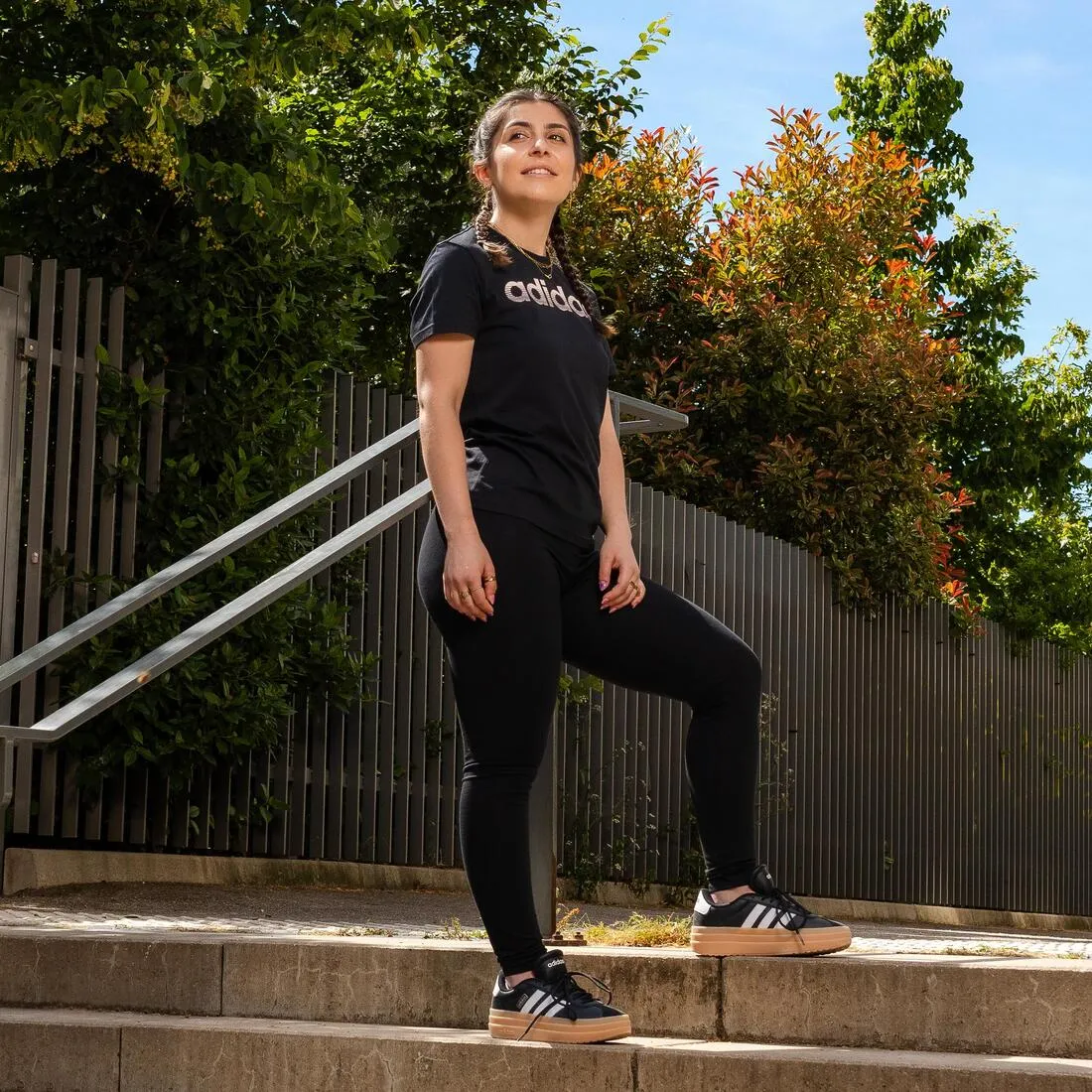 Legging de fitness en coton pour femme, noir
