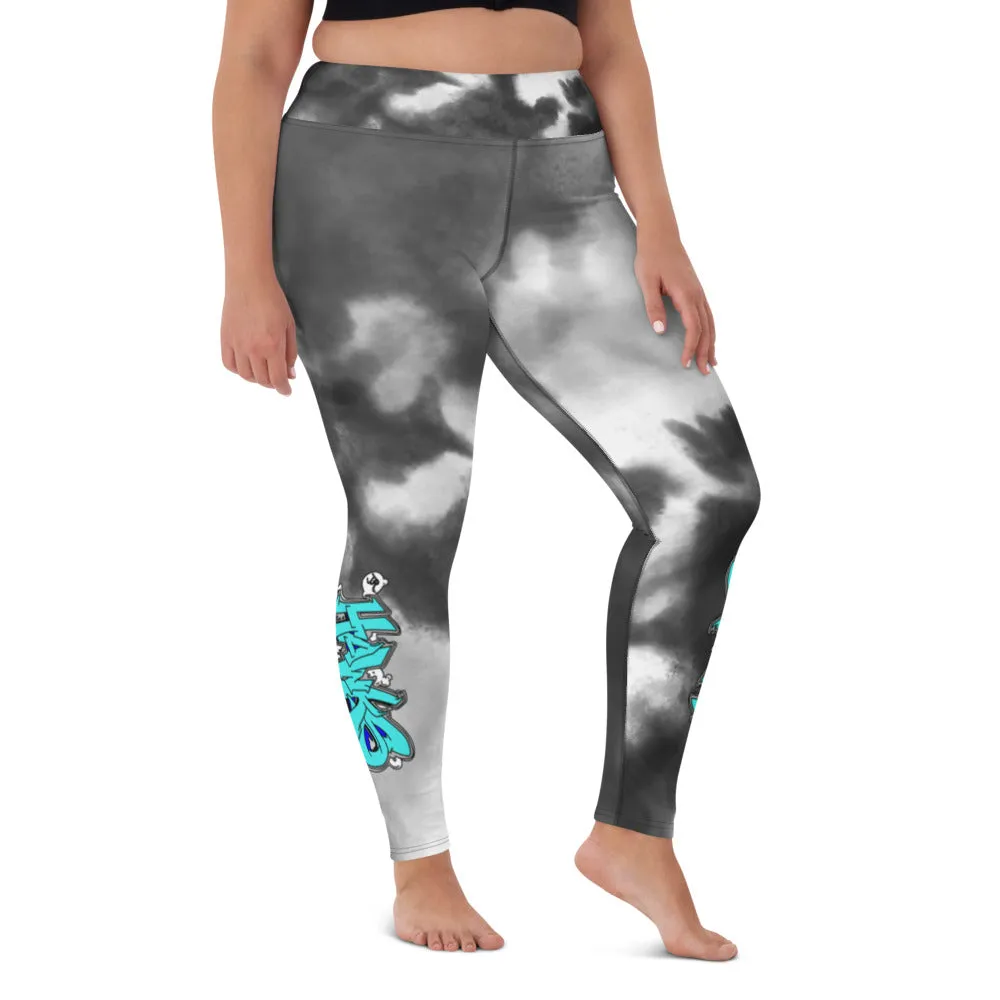 Leggings ~ Jr Hawks Tie-Dye Graffiti Yoga Adult