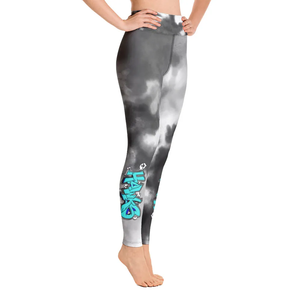 Leggings ~ Jr Hawks Tie-Dye Graffiti Yoga Adult
