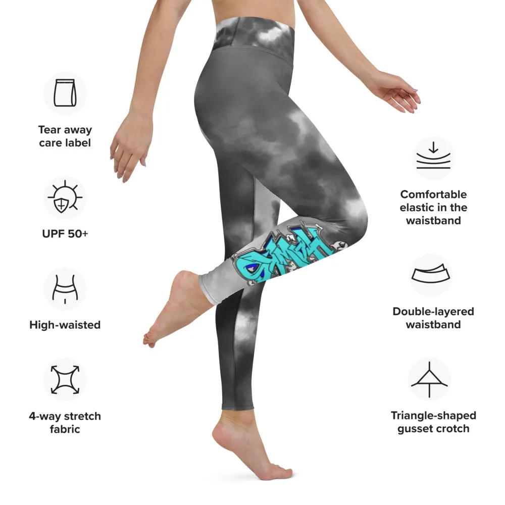 Leggings ~ Jr Hawks Tie-Dye Graffiti Yoga Adult