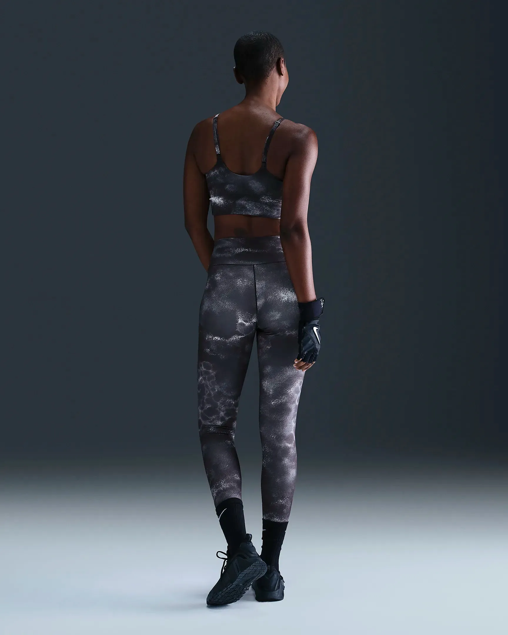 LEGGINGS NIKE PRO PANTA DONNA CROSSFIT WORKOUT YOGA NERO GRIGIO