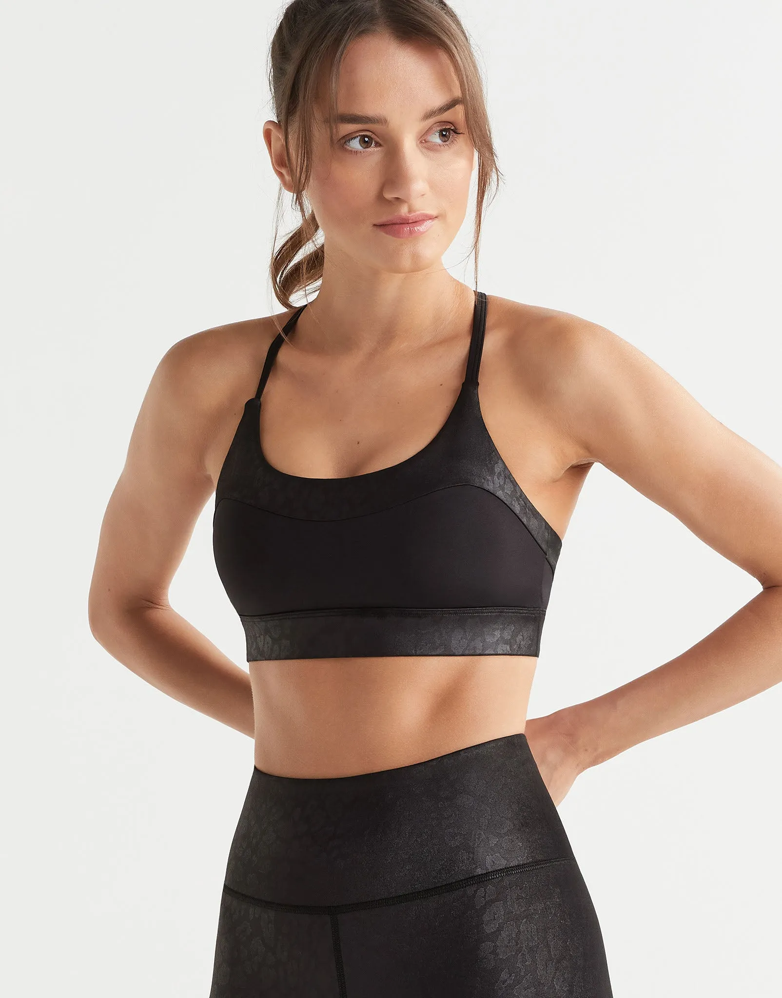 LIMIT High-Shine Sports Bra - Animal - Black
