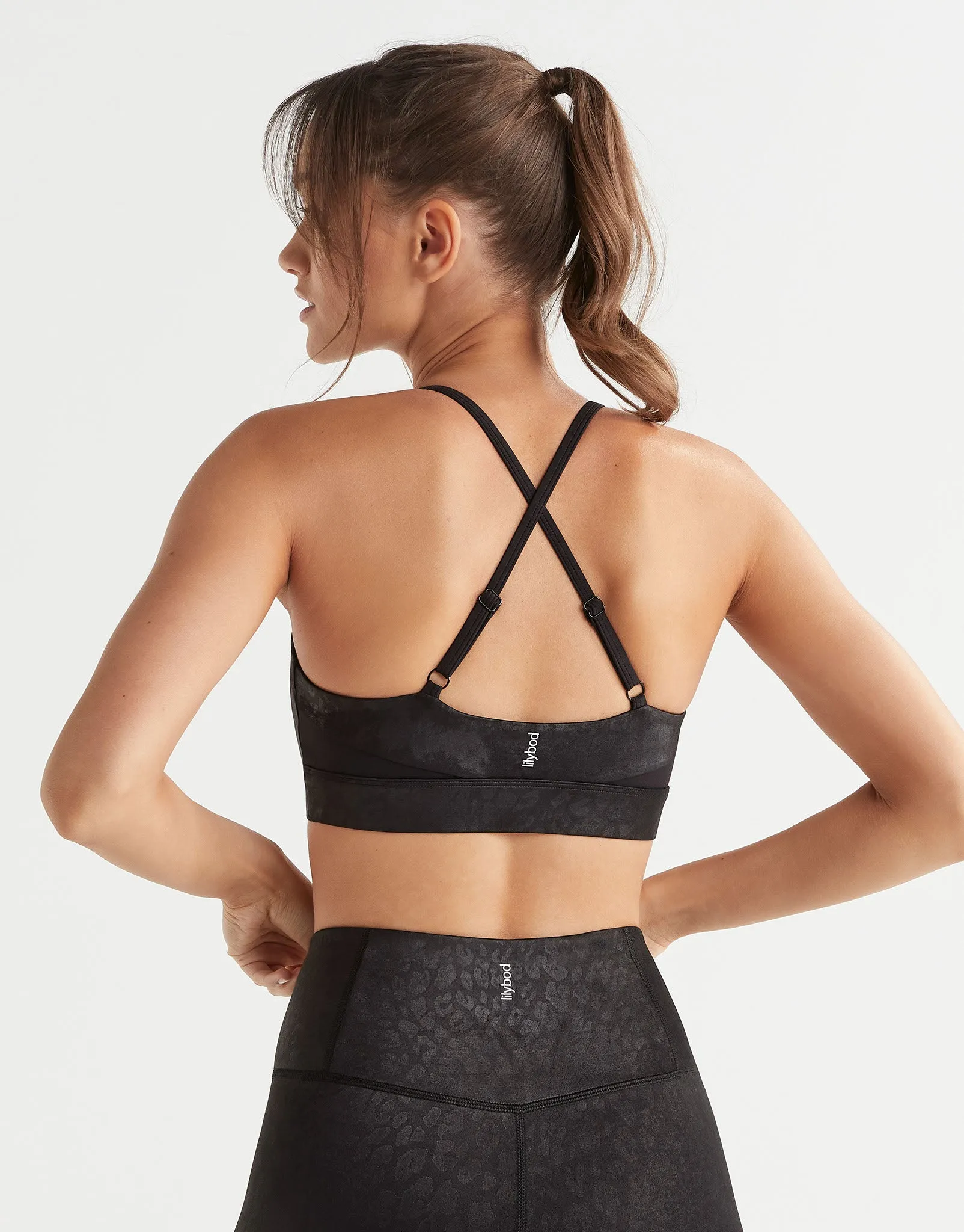 LIMIT High-Shine Sports Bra - Animal - Black