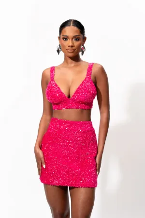 LIZA Sequin Bra top in FUCHSIA