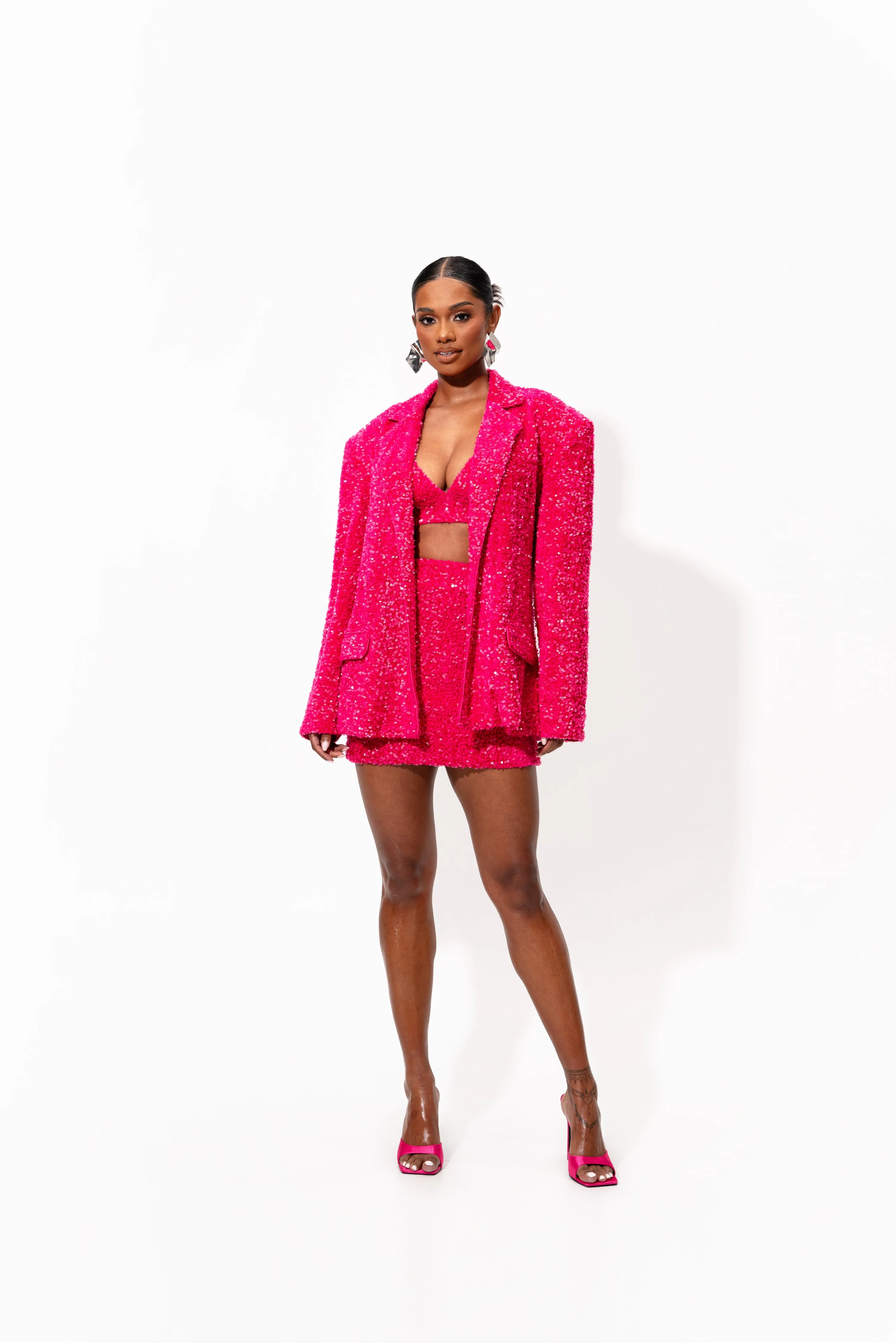 LIZA Sequin Bra top in FUCHSIA