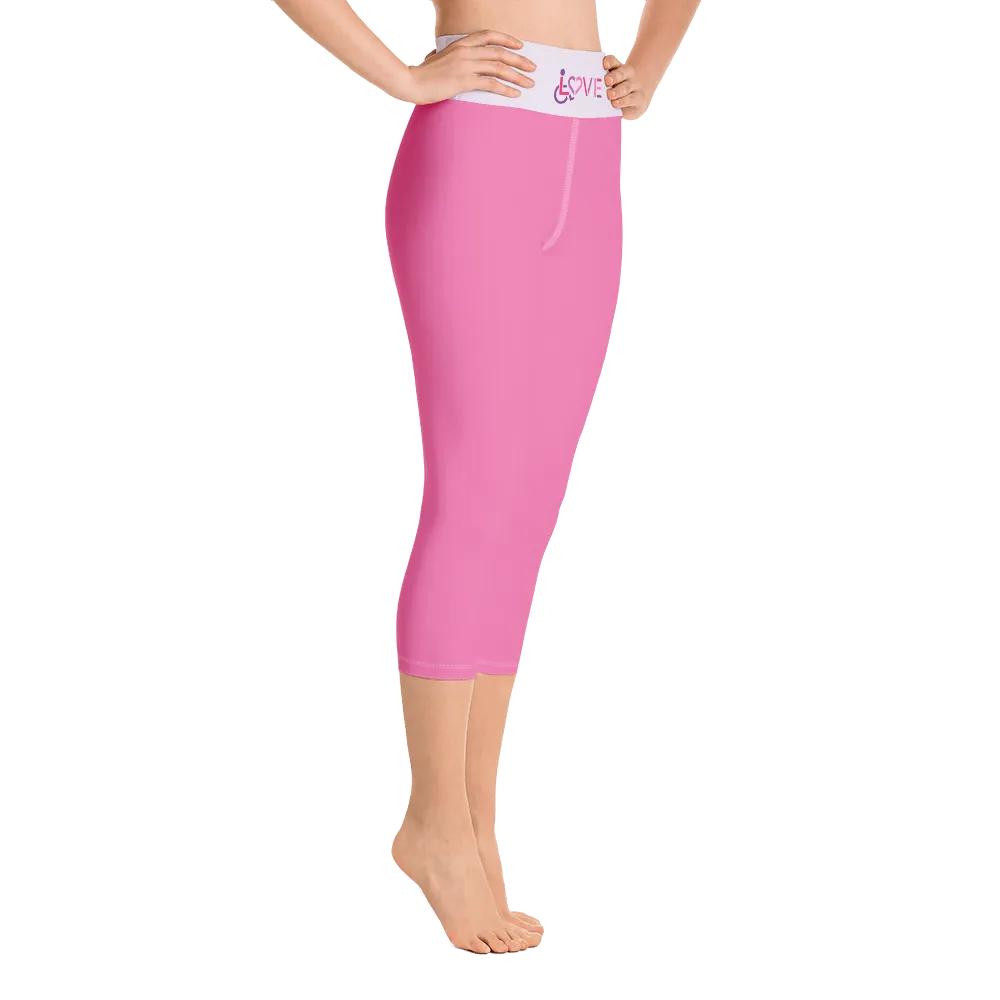 Love (for the Special Needs Community) Pink Yoga Capri Leggings