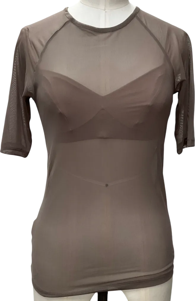 MANGO Brown Semi-transparent Bra Top UK S