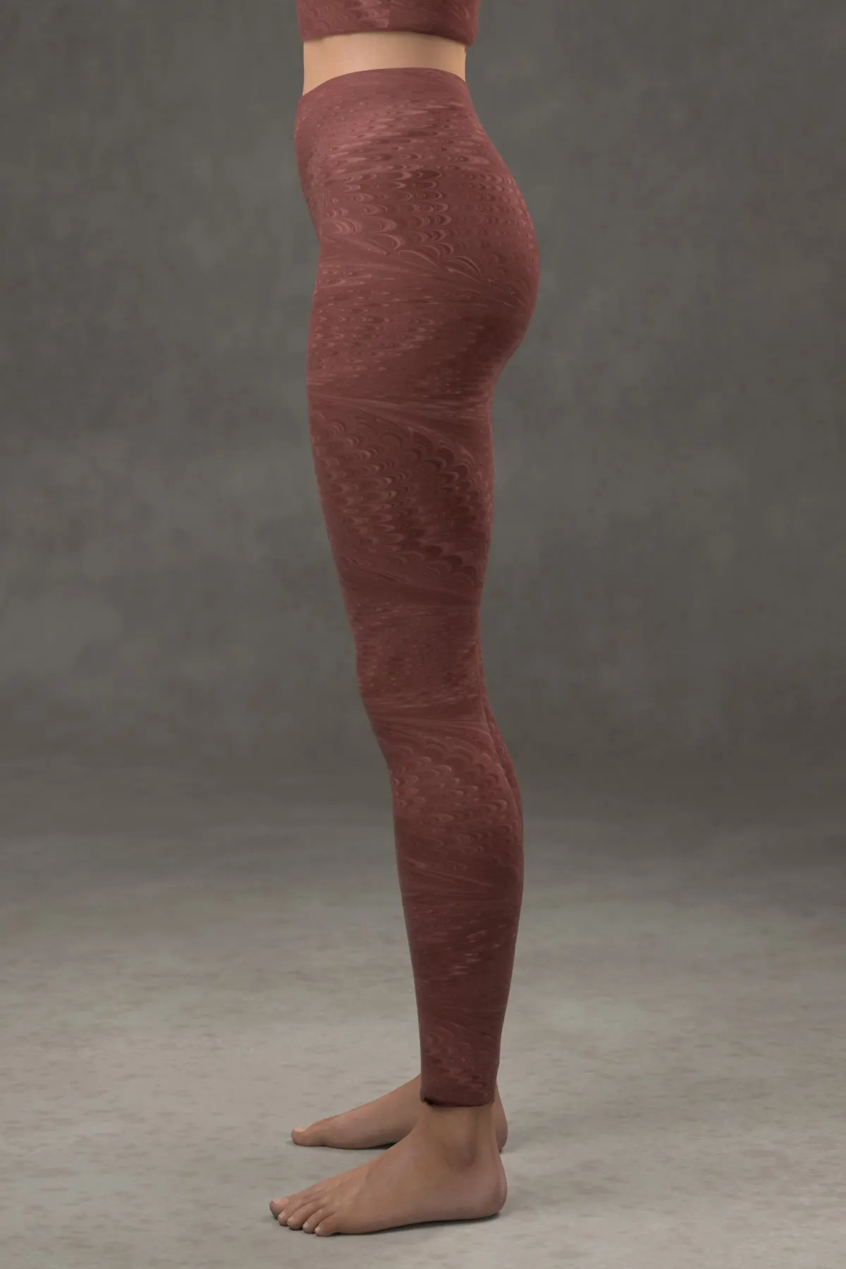 Marbled Butterfly Yoga leggings: Burgundy