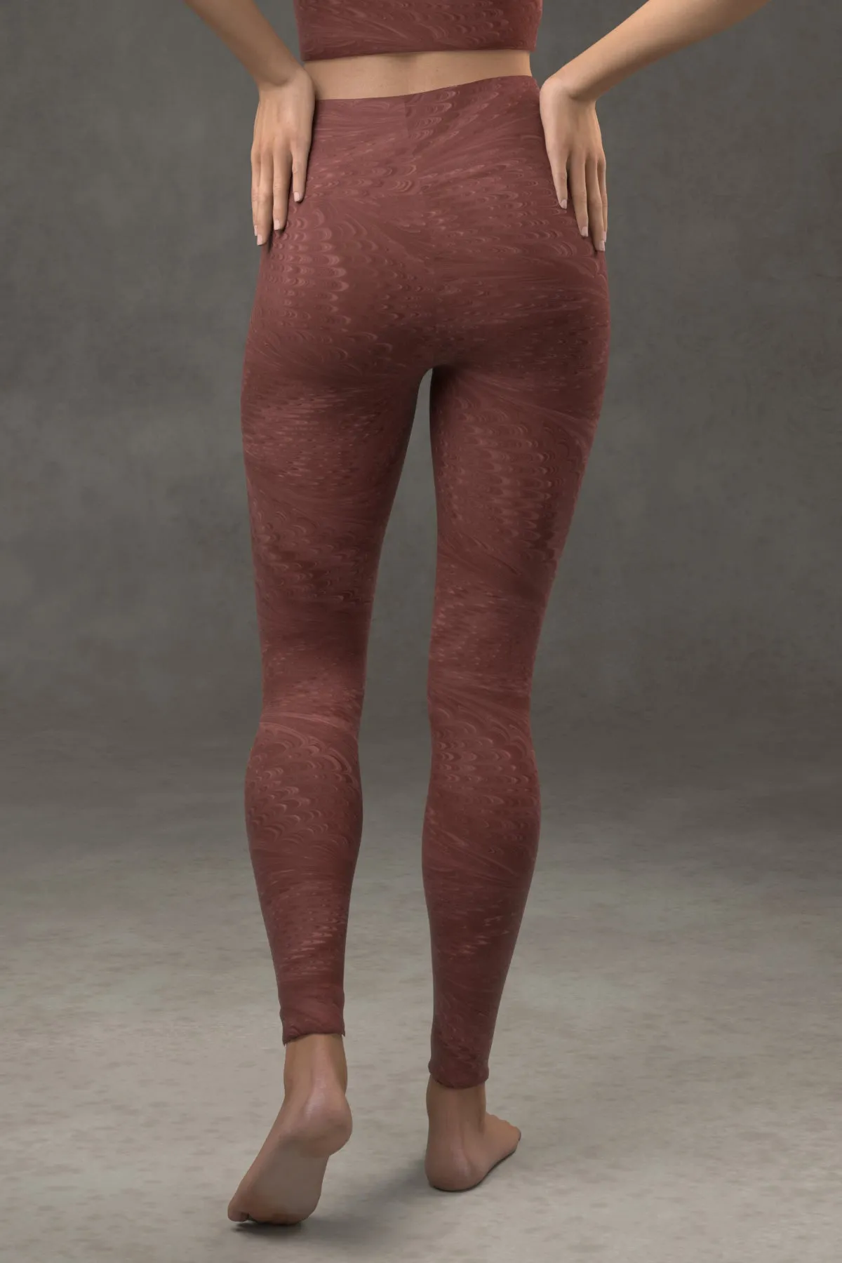 Marbled Butterfly Yoga leggings: Burgundy