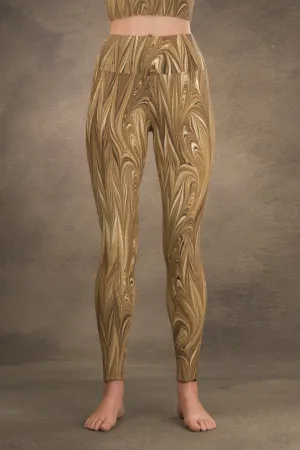 Marbled Twill Yoga Leggings: Sepia