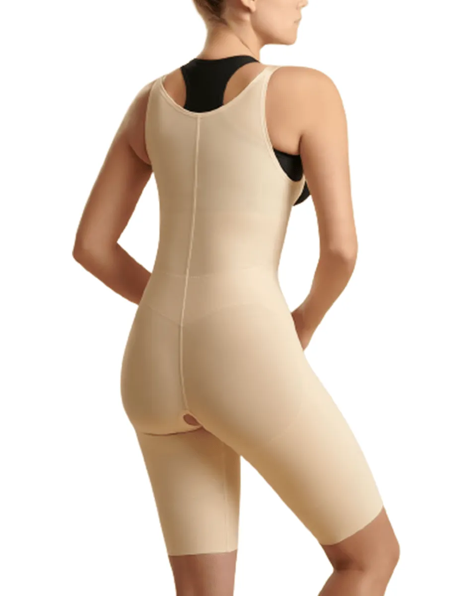 Marena Reinforced Girdle with High-Back and Layered Panels - Short Length, No Closures - Black/Beige