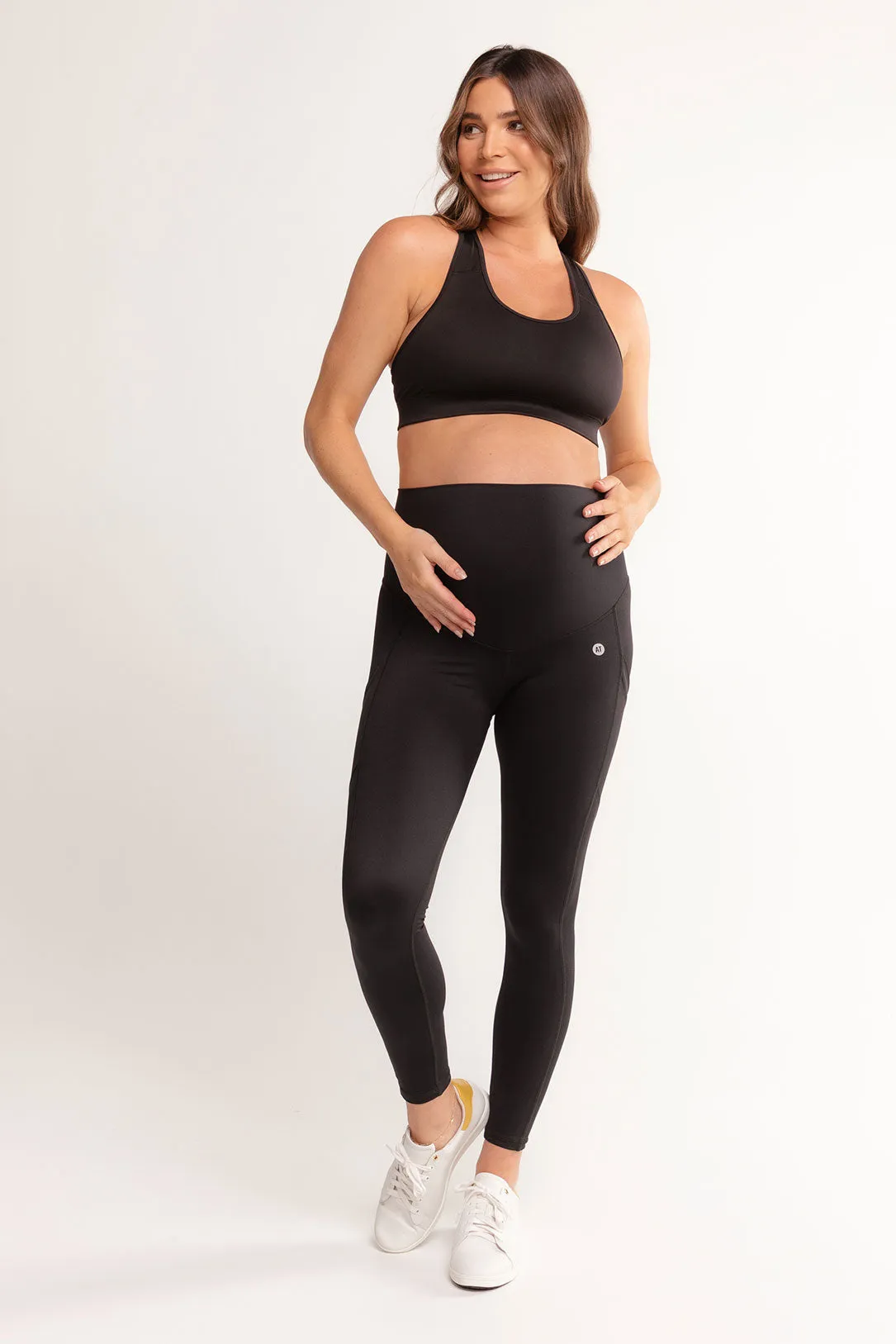 Maternity Support Full Length Legging with Pockets - Black