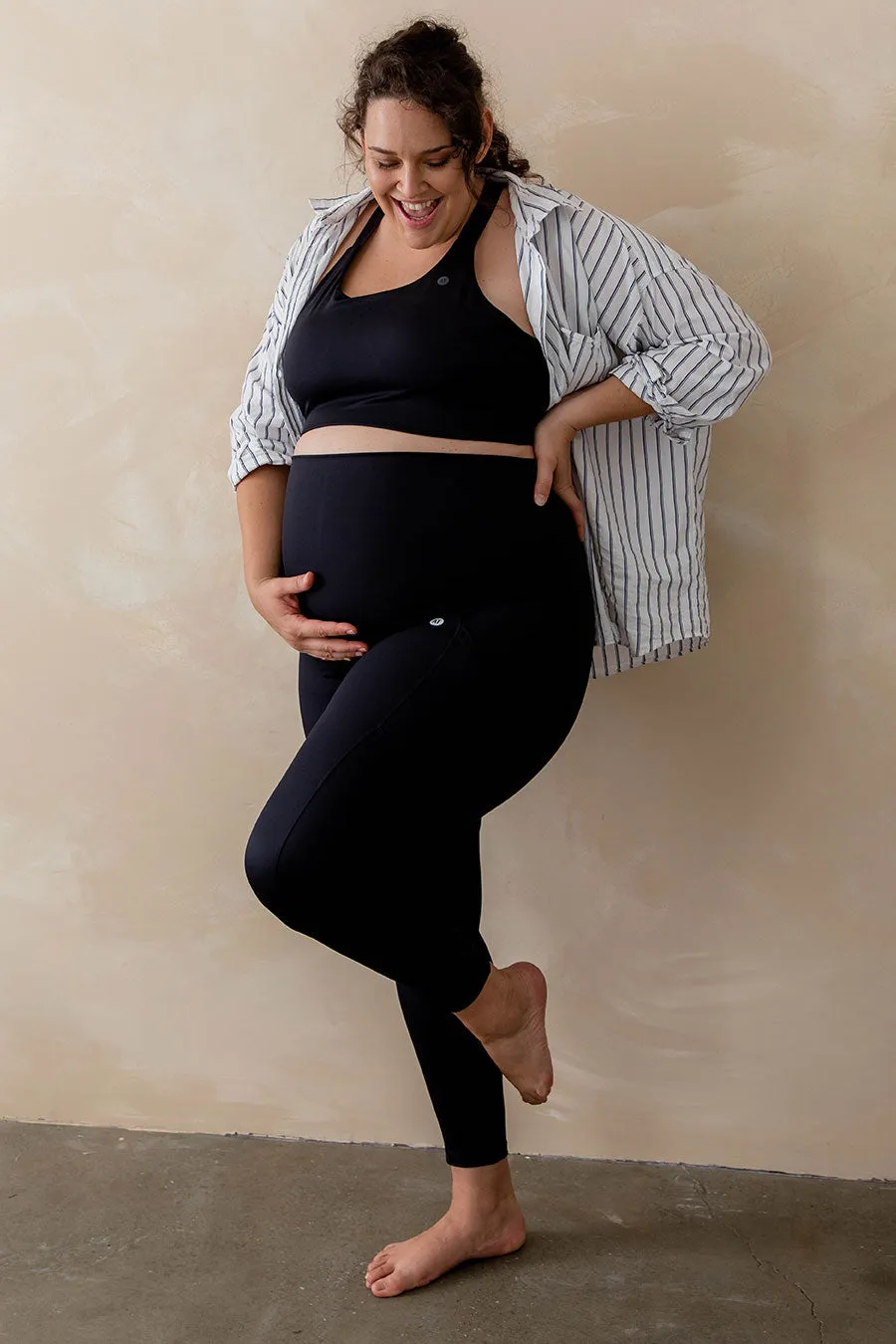 Maternity Support Full Length Legging with Pockets - Black