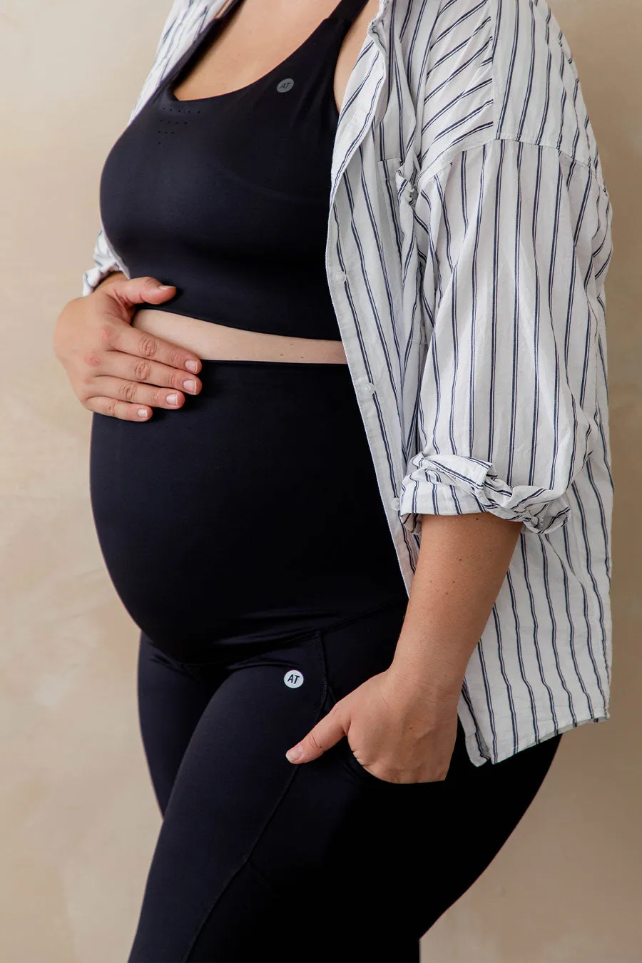 Maternity Support Full Length Legging with Pockets - Black
